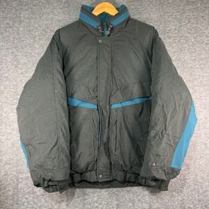 Vintage 90s Ski Pacific Trail Down Puffer Jacket Mens L Black Teal Excellent